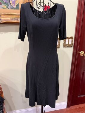 Ann Taylor Black Scoop Neck Midi Dress